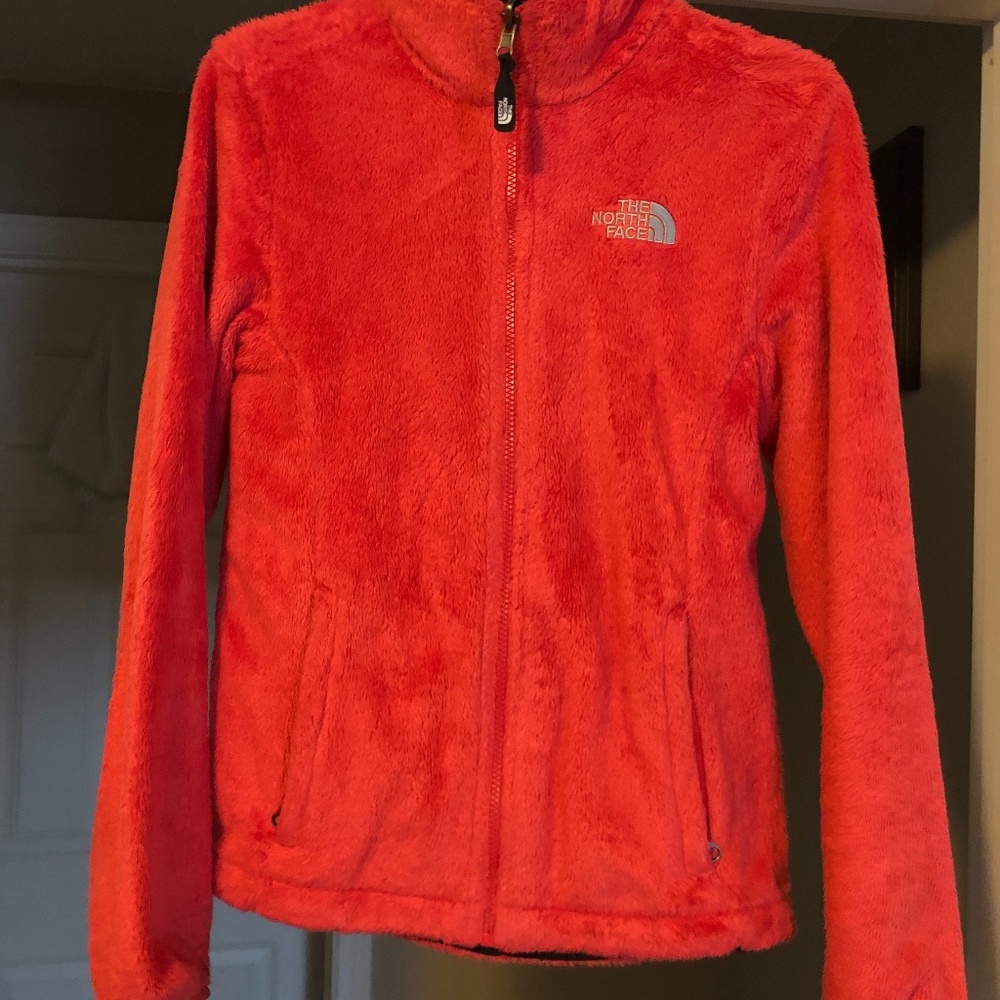 Pink fuzzy North Face Jacket